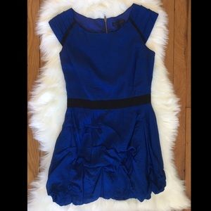 Bubble hem blue Luca Couture mini dress, M
